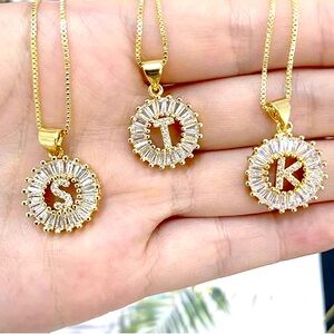 NWT a Nordstrom Mini Pave Alphabet Pendant Gold Necklace